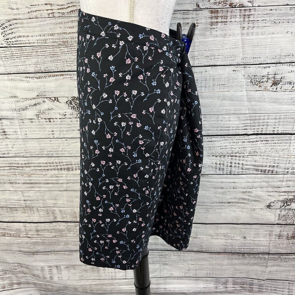 Liz Claiborne Skirt sz 18 Black Pink Blue Floral Straight Stretch Knee Church - Picture 6 of 8